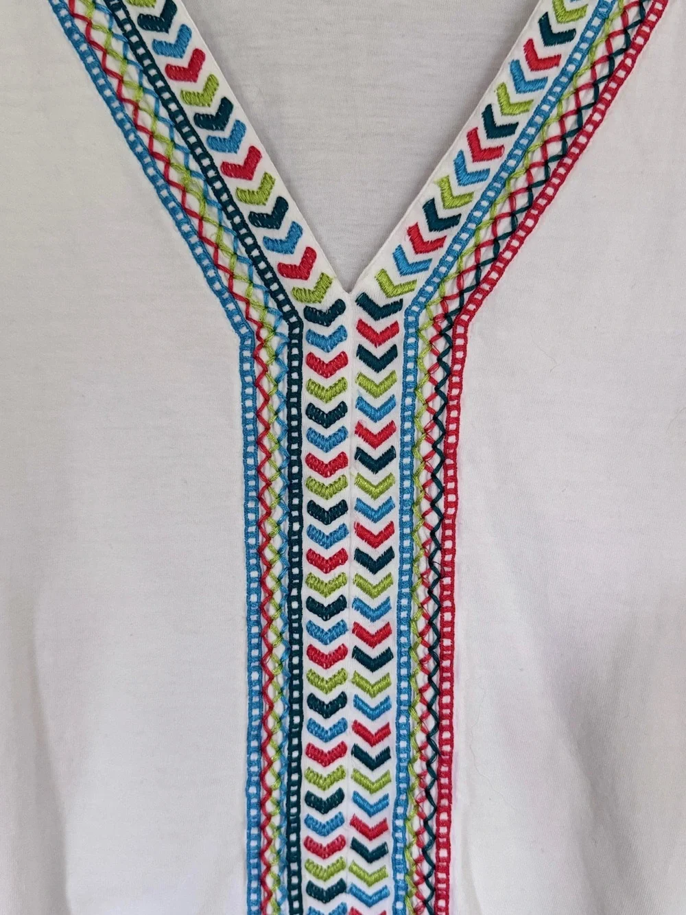 Soft surroundings Izabel Embroidered V-Neck Dolman Cap Sleeve White Top size 3X